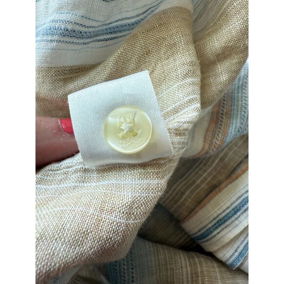 Tommy Bahama 100% Linen Men's Neutral Button Down Short Sleeve Shirt Size Small - Picture 6 of 6